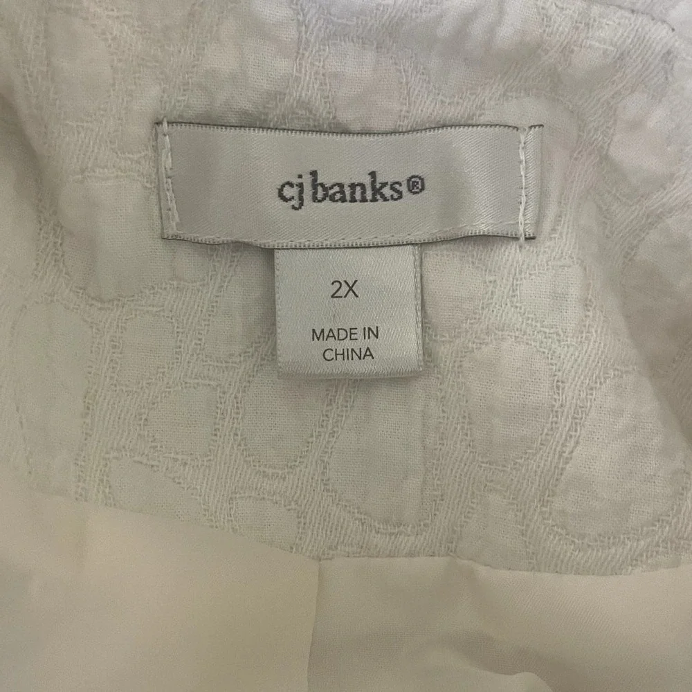CJ Banks Women‎ Quilted Jacket 2X Ivory Floral Applique Frayed Artwear Boho Chic